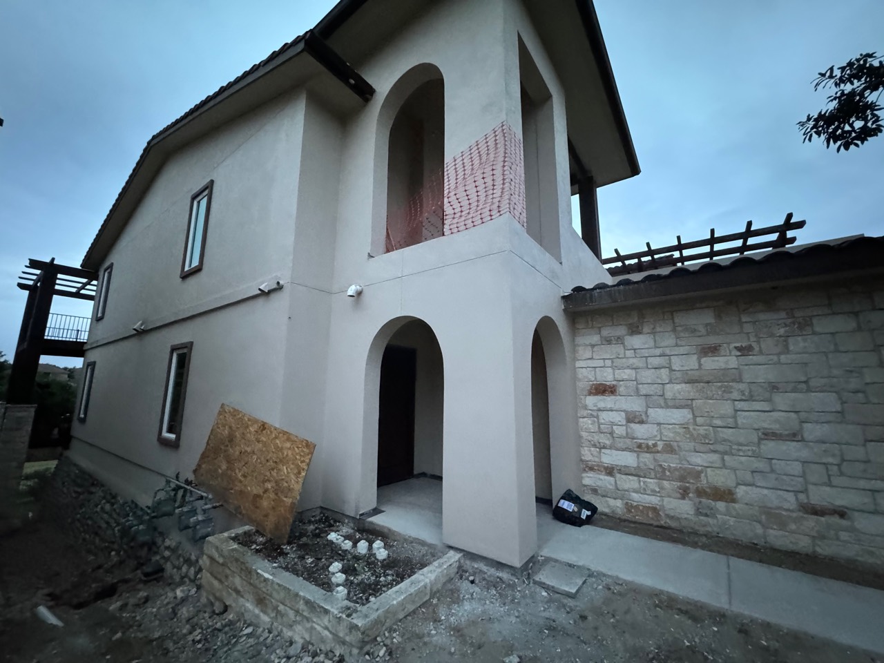 Residential exterior after waterproofing repairs